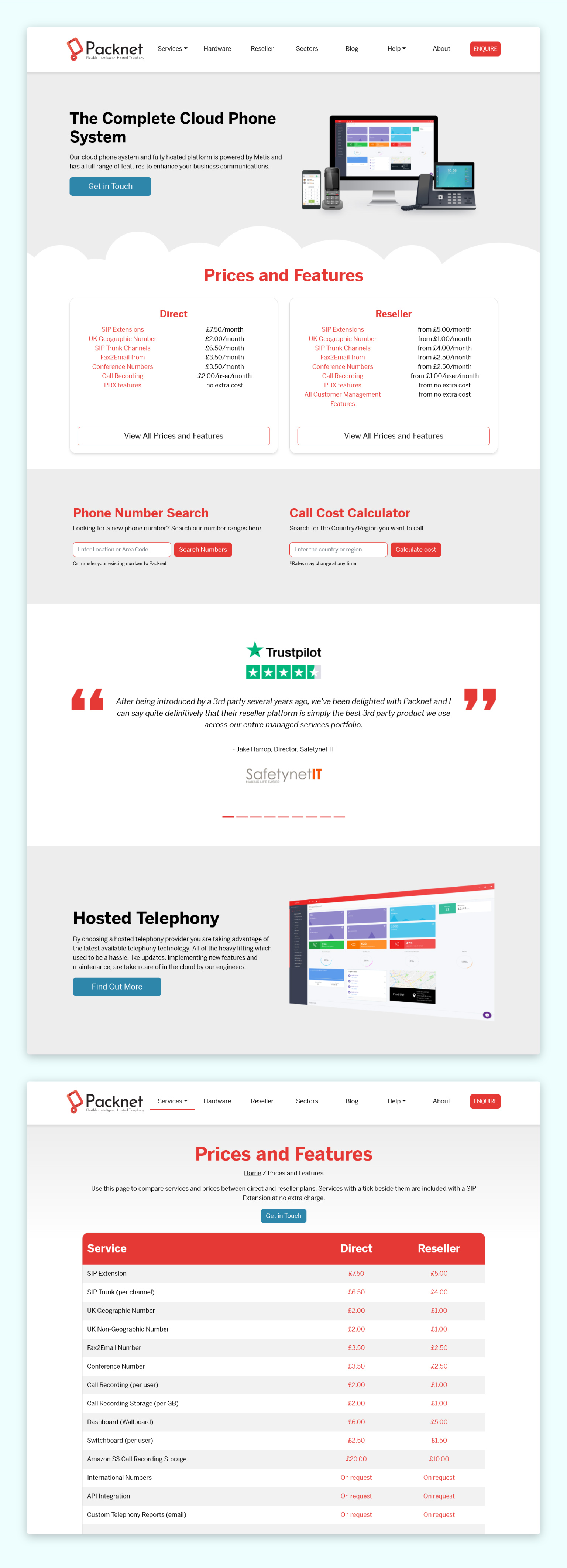 Packnet website screen shot