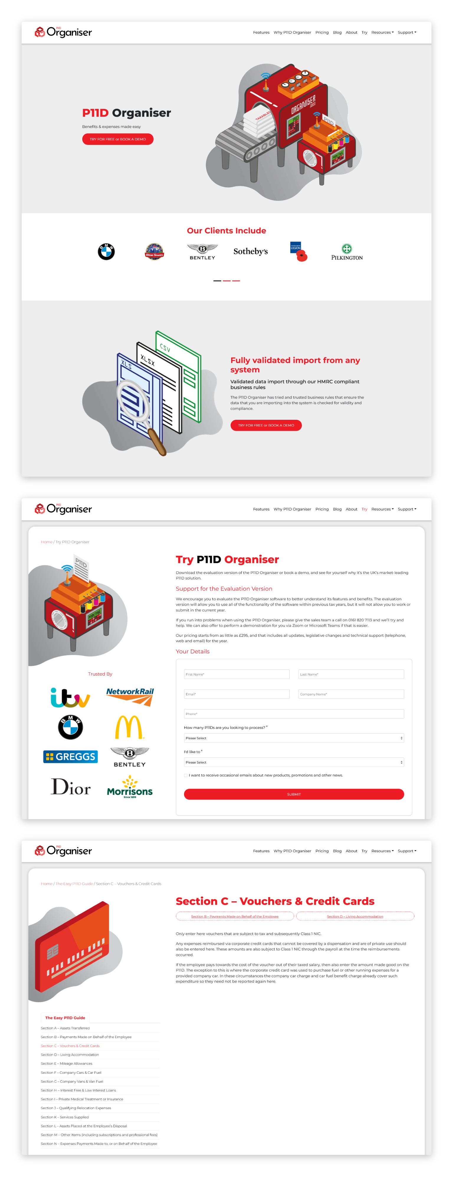P11dorganiser website screen shot